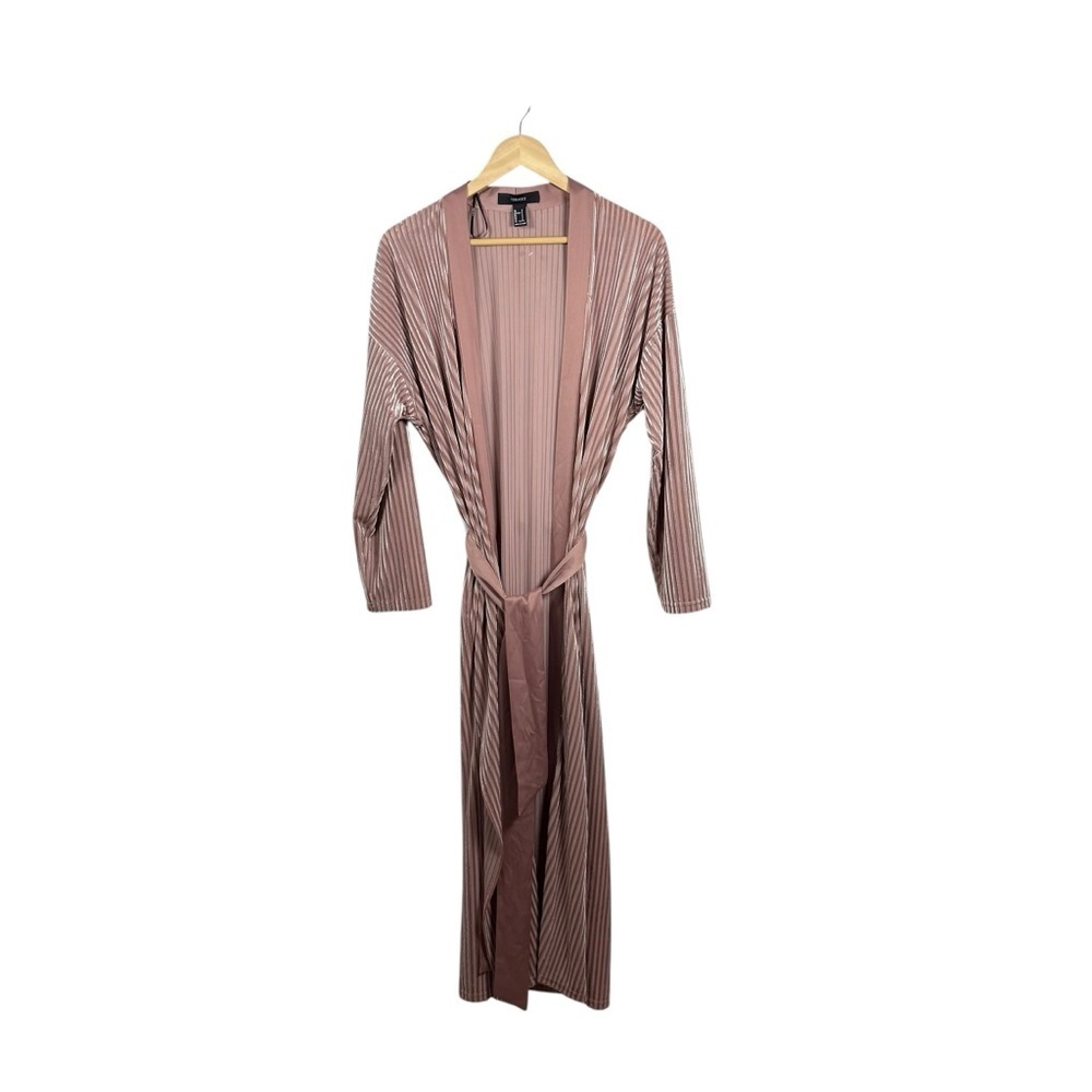 NWOT Forever 21 Full Length Crushed Velour Ribbed Robe in Dusty Pink S